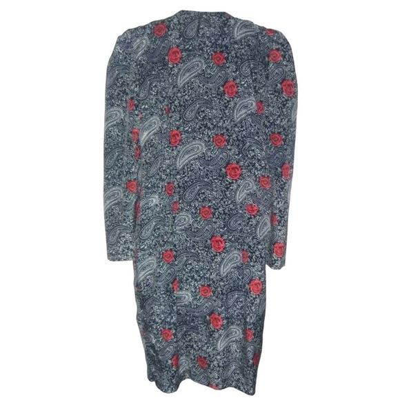 Vintage Petite Jazz Dress Duster Floral Pearl Buttons Paisley Boho Cottagecore - Picture 9 of 12